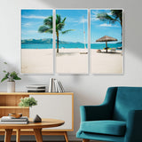 42623350-MGV-CV-36X24-Tropical Beach Wall Art Canvas Print, Framed Palm Tree Art Picture Print, Ocean View Perfect Tropical Coastal Decor Artwork