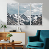 94074619-MGV-CV-36X24-Snowy Peaks Wall Art Canvas Print, Framed Alpine Wilderness Art Picture Print, Mountain Escape Perfect Winter Serenity Decor