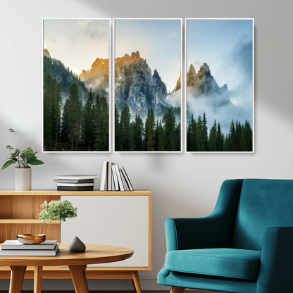 21145440-MGV-CV-36X24-Wilderness Wall Art Wall Art Canvas Print, Framed Nature Landscape Decor Art Picture Print, Misty Forest Photography Perfect
