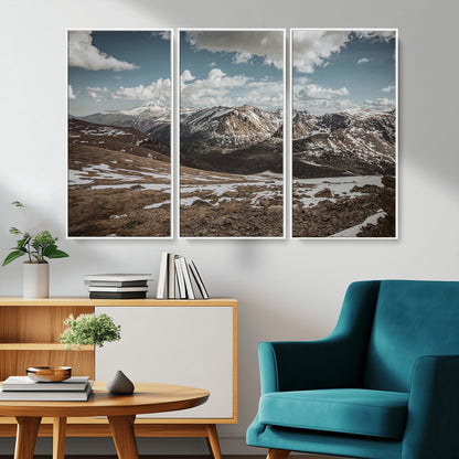 44565953-MGV-CV-36X24-Mountain Landscape Wall Art Canvas Print, Framed Snowy Peaks Art Picture Print, Rugged Highlands Perfect Rustic Adventure Decor