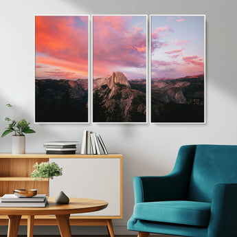 32786115-MGV-CV-36X24-Half Dome Wall Art Canvas Print, Framed Yosemite National Park Art Picture Print, Dramatic Sunset Perfect Adventurous Wilderness
