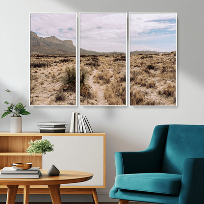 20681831-MGV-FC-48X32-3P_White-Desert Landscape Wall Art – Southwestern Mountain Canvas Print, Rustic Western Nature Photography Decor for Living Room, Office,