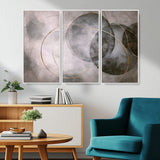 20066876-MGV-CV-36X24-Neutral Abstract Circle Wall Art – Modern Gray Beige Gold Canvas Print, Minimalist Geometric Painting for Bedroom, Living Room,