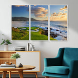 50107048-MGV-CV-36X24-Golf Course Wall Art – Coastal Ocean View Canvas Print, Scenic Fairway Landscape Decor for Office, Man Cave, Bedroom, or Living