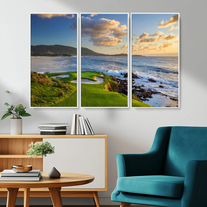 50107048-MGV-CV-36X24-Golf Course Wall Art – Coastal Ocean View Canvas Print, Scenic Fairway Landscape Decor for Office, Man Cave, Bedroom, or Living