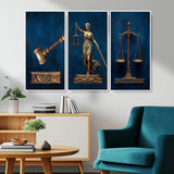 91629053-MGV-CV-36X24-Lady Justice Wall Art – Golden Gavel and Scales Canvas Print, Elegant Legal Office Decor for Lawyers, Judges, Courtroom or Study