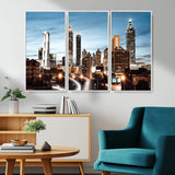 23859158-MGV-CV-36X24-Atlanta Skyline Wall Art – Modern Cityscape Canvas Print with Night Lights and Traffic Trails, Urban Decor for Office, Apartment,