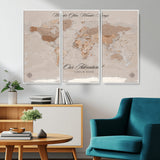 95243244-MGV-CV-36X24-Wander Often Wonder Always World Map Wall Art – Neutral Beige Adventure Canvas Print, Rustic Boho Travel Decor for Bedroom, Living