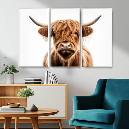 637908607-MGV-FC-93X47-3P_Black-Highland Cow Wall Art Print – Rustic Farmhouse Animal Portrait, Scottish Highland Cattle Canvas, Modern Country Wall Decor for