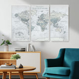 94249974-MGV-CV-36X24-Ours Explore World Map Wall Art – Modern Travel Canvas Print, Neutral Adventure Decor for Living Room, Office, Study, Bedroom,