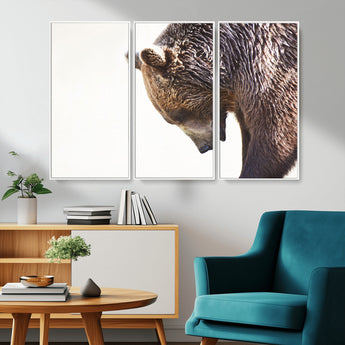 14405507-MGV-CV-36X24-Bear Wall Art – Wildlife Canvas Print with Rustic Animal Portrait and Minimalist Background, Nature Inspired Photography for
