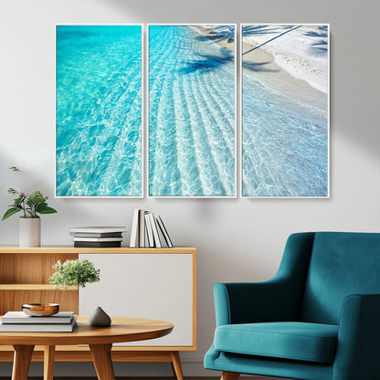 68127042-MGV-CV-36X24-Beach Wall Art – Tropical Ocean Canvas Print, Clear Water and White Sand Photography Decor for Bedroom, Living Room, Office,