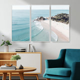 79395467-MGV-FC-48X32-3P_White-Coastal Wall Art – Aerial Beach Canvas Print, Ocean Waves and Sandy Shore Photography Decor for Bedroom, Living Room, Office,