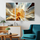 20862576-MGV-CV-36X24-Golden Abstract Flower Canvas Wall Art – Modern Botanical Bloom Print, Elegant Floral Artwork for Living Room, Bedroom, Office