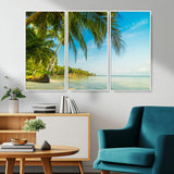 65056721-MGV-CV-36X24-Tropical Beach Wall Art – Palm Tree Coastal Photography Print, Relaxing Ocean Paradise Landscape, Island Seascape Home or Office