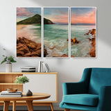 53831025-MGV-CV-36X24-Coastal Landscape Wall Art – Tropical Beach Ocean Canvas Print, Sunset Mountain View Photography Decor for Living Room, Bedroom,