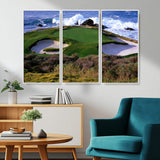 22776914-MGV-CV-36X24-Golf Course Wall Art – Oceanfront Green Canvas Print, Coastal Pebble Beach Photography Sports Decor for Living Room, Office, Man
