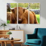68411138-MGV-CV-36X24-Farmhouse Wall Art – Highland Cow Canvas Print, Rustic Country Cattle Photography Decor for Bedroom, Living Room, Office, Ranch,