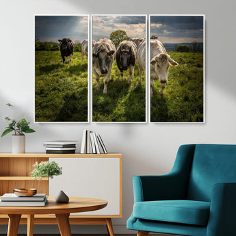 67277447-MGV-CV-36X24-Farmhouse Wall Art – Herd of Cows Canvas Print, Rustic Country Pasture Photography Decor for Bedroom, Living Room, Office, Ranch,