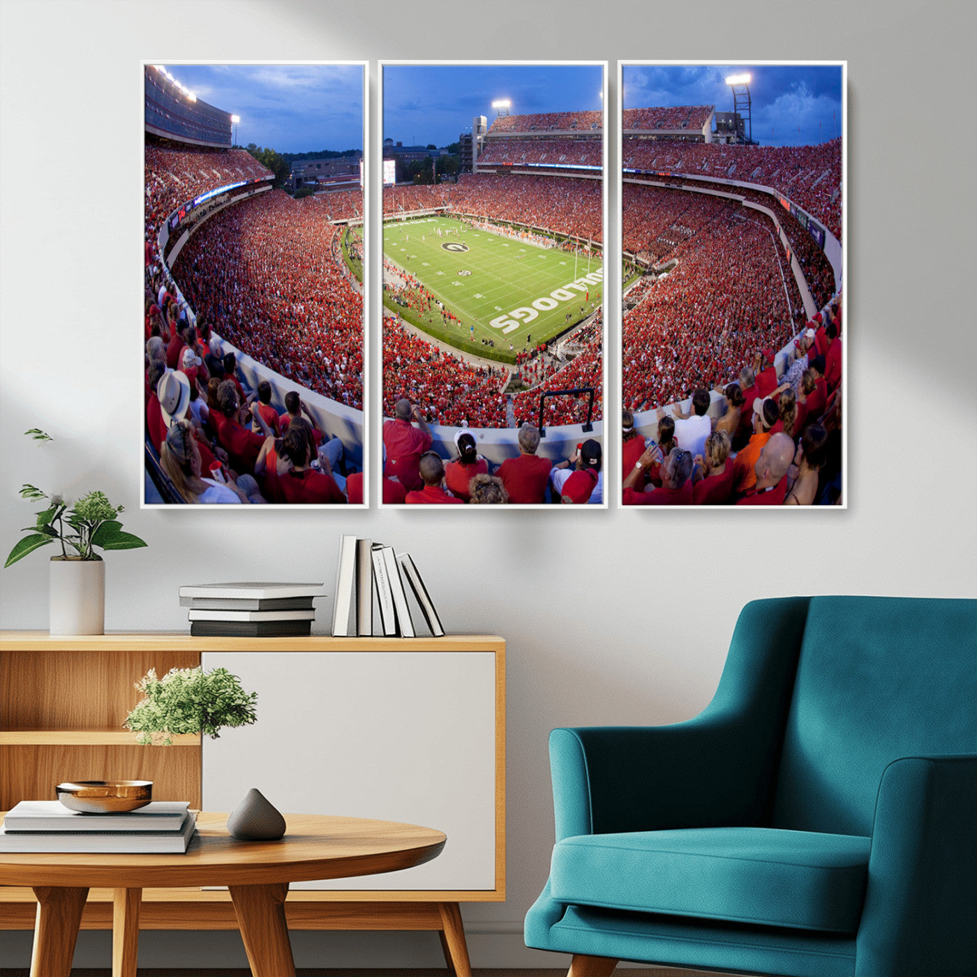 10244378-MGV-CV-36X24-Sanford Stadium Wall Art – Georgia Bulldogs Football Panoramic Evening Canvas Print, College Game Day Decor for Man Cave, Bar, or