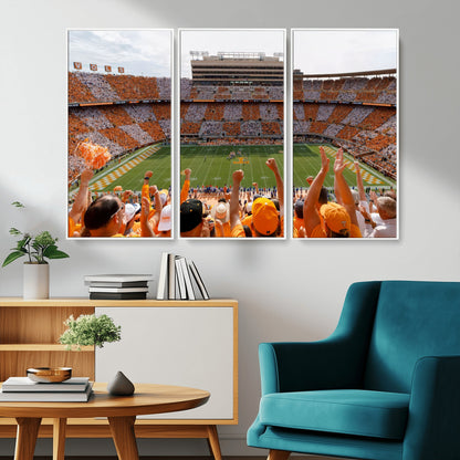 76011417-MGV-CV-36X24-Tennessee Volunteers Wall Art – Neyland Stadium Checkerboard Crowd Canvas Print, Vols Football Game Day Fan Perspective Sports