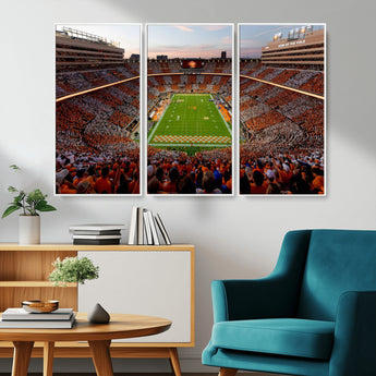 37160229-MGV-CV-36X24-Neyland Stadium Wall Art – Panoramic Tennessee Volunteers Sunset Canvas Print, Checkerboard Crowd Football Game Day Decor for