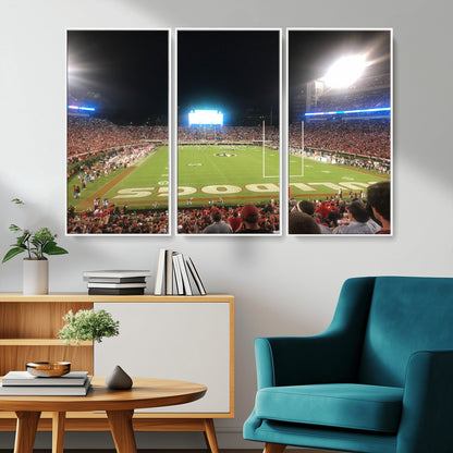 16230786-MGV-CV-36X24-Georgia Bulldogs Stadium Wall Art – Night Game Football Field Canvas Print, Panoramic Sports Decor for Home, Office, Fan Cave
