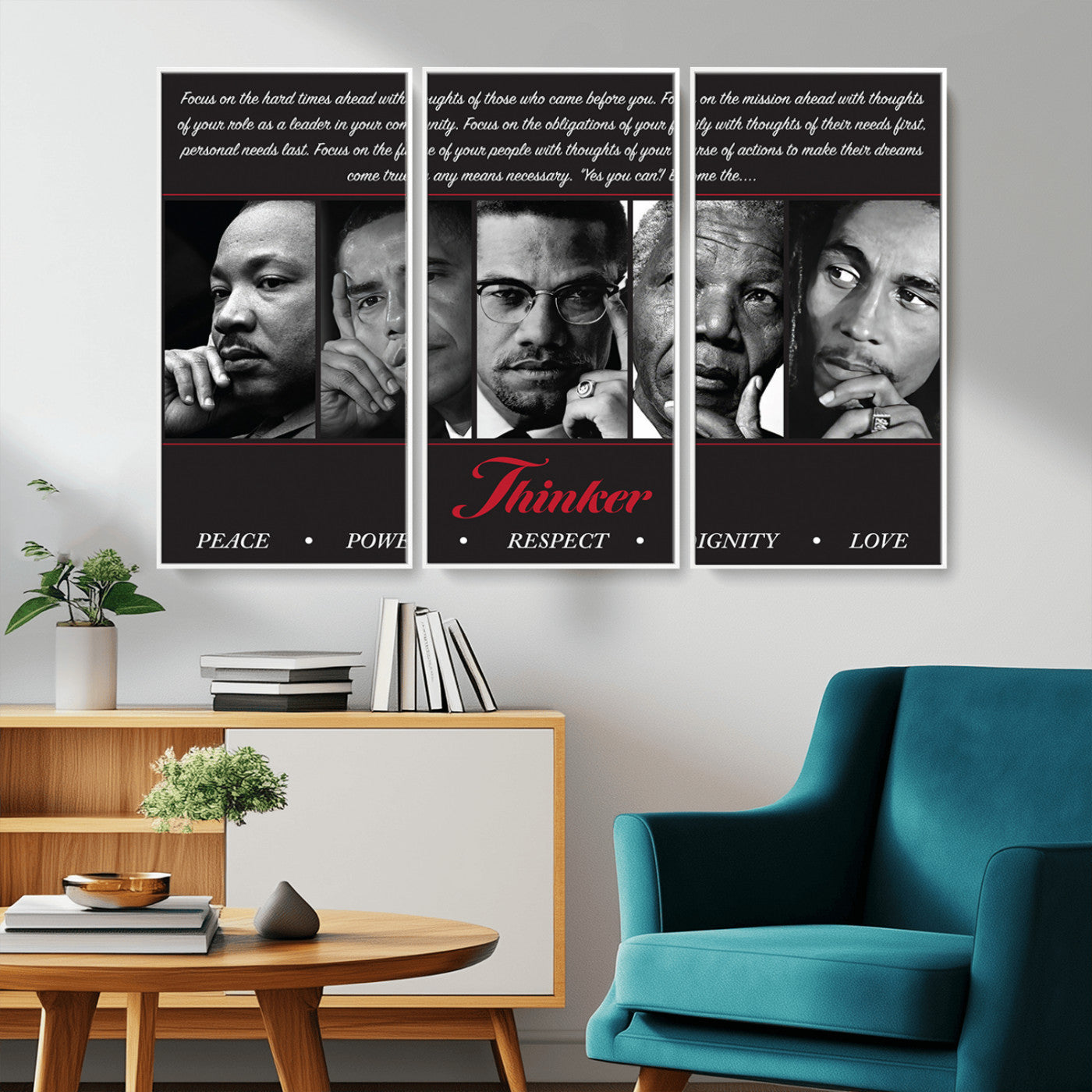 45112-MGV-CV-36X24-Black Icons Wall Art Canvas Print, Framed Thinker Art Picture Print, Motivational Quote Perfect Cultural Modern Decor Artwork