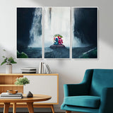 32259-MGV-CV-36X24-Stitch Angel Wall Art Canvas Print, Framed Stitch Waterfall Art Picture Print, Cartoon Couple Perfect Moody Fantasy Decor Artwork