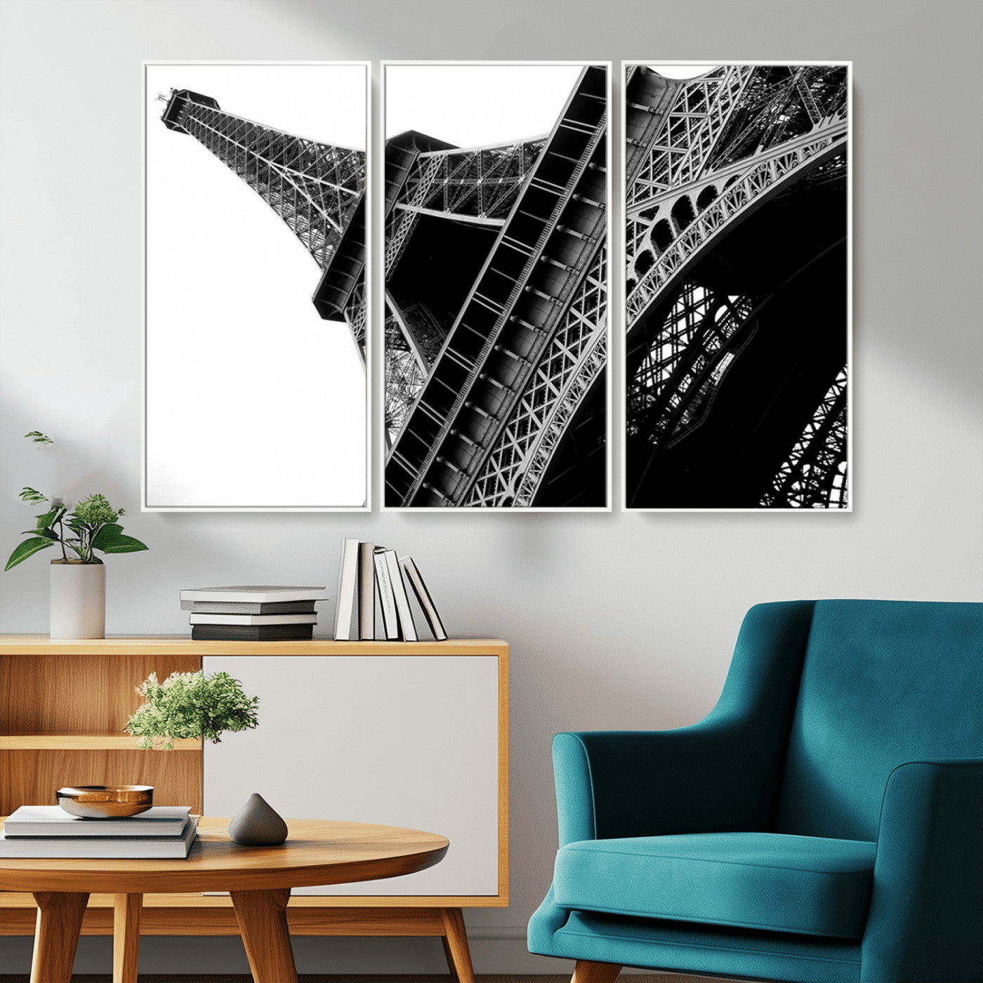 89033-MGV-CV-36X24-Eiffel Tower Wall Art – Dramatic Black and White Architectural Canvas Print, Modern Paris Decor for Office, Living Room or