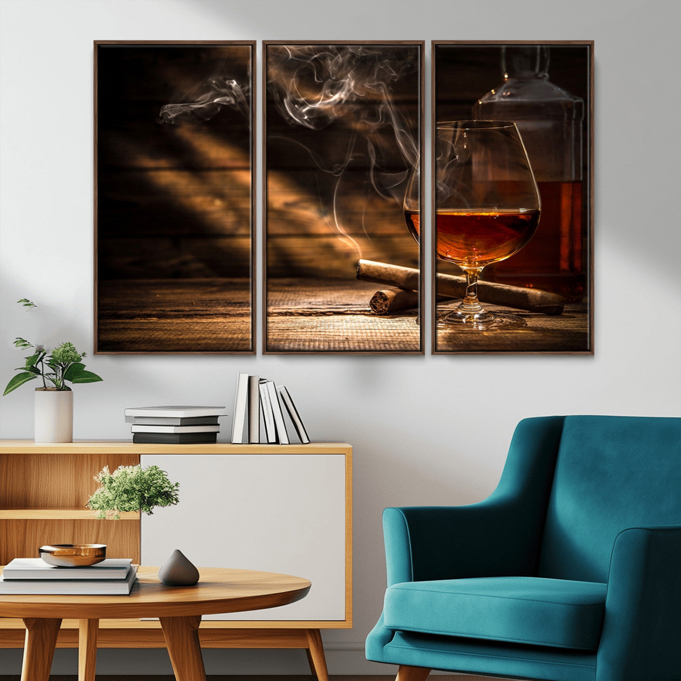 92305-MGV-CV-36X24-Whiskey & Cigar Wall Art – Moody Whiskey and Cigar Canvas Print, Sophisticated Bar or Home Lounge Decor for Office, Man Cave or