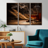 92305-MGV-CV-36X24-Whiskey & Cigar Wall Art – Moody Whiskey and Cigar Canvas Print, Sophisticated Bar or Home Lounge Decor for Office, Man Cave or