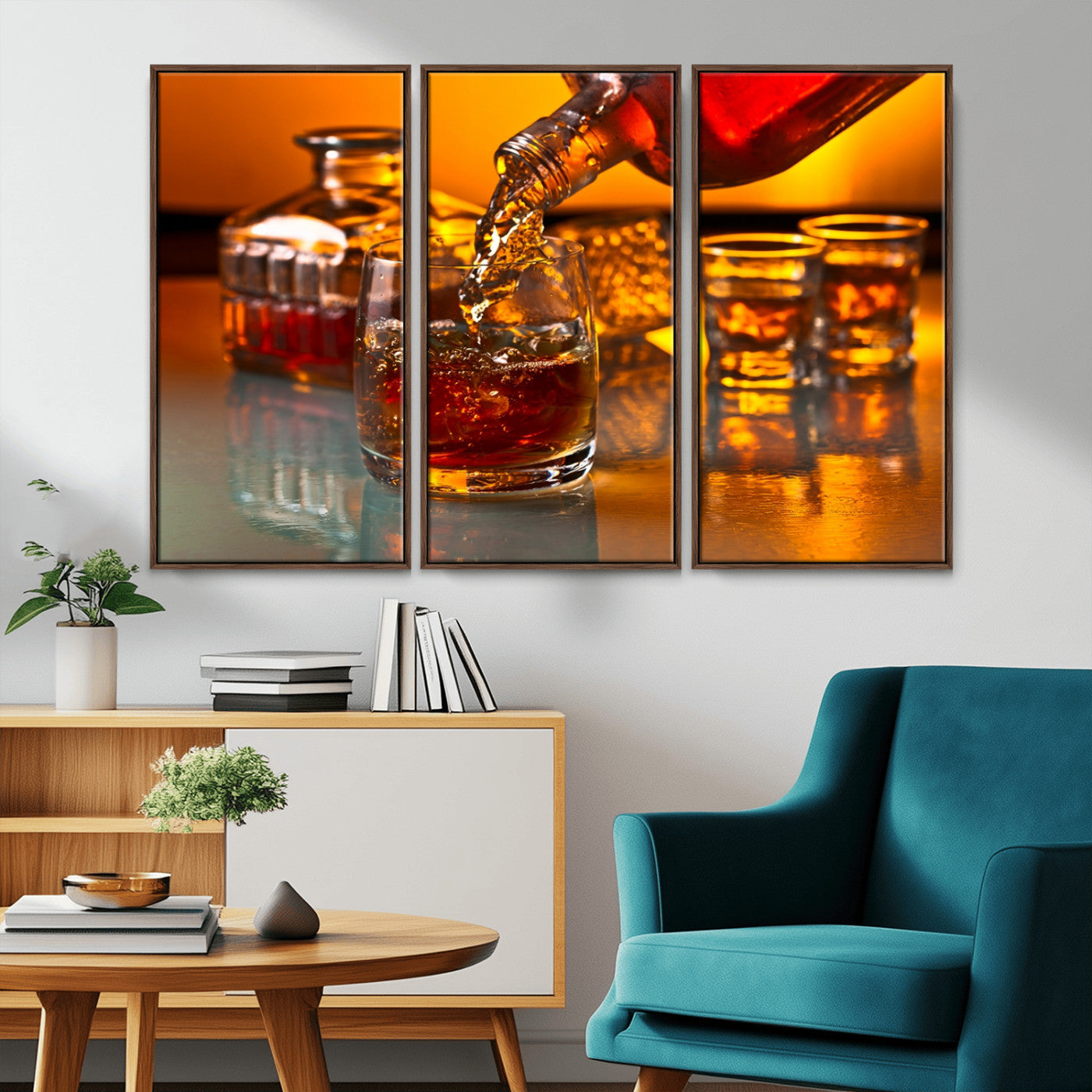 18250-MGV-CV-36X24-Whiskey Pour Wall Art – Captivating Whiskey Splash Canvas Print, Elegant Bar or Home Lounge Decor for Office, Man Cave or Living