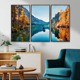 32962-MGV-CV-36X24-Mountain Lake Wall Art – Tranquil Autumn Landscape Canvas Print, Nature Reflection Decor for Living Room, Bedroom, Office or Cabin