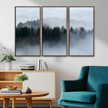 42596-MGV-CV-36X24-Misty Forest Wall Art – Atmospheric Pine Trees Canvas Print, Nature Landscape Decor for Living Room, Bedroom, Office, or Cabin