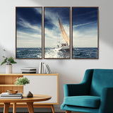 75430-MGV-CV-36X24-Sailing Boat Wall Art – Dynamic Ocean Yacht Canvas Print, Nautical Decor for Living Room, Office, Beach House or Cabin