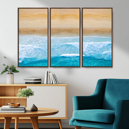 43046-MGV-CV-36X24-Aerial Beach Wall Art – Serene Ocean Waves & Sandy Shore Canvas Print, Coastal Home Decor for Living Room, Bedroom or Office