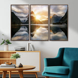 78842-MGV-CV-36X24-Sunrise Mountain Reflection Wall Art – Stunning Nature Landscape Canvas Print for Home, Office, Living Room or Relaxing Space