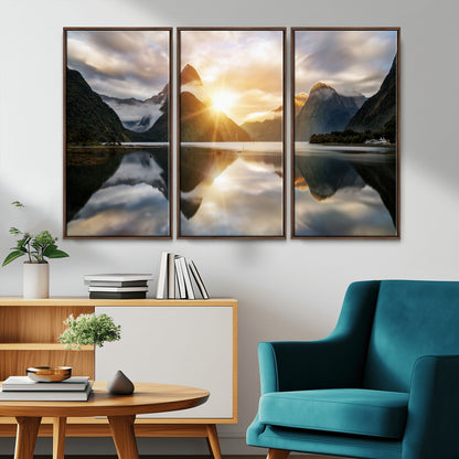 78842-MGV-CV-36X24-Sunrise Mountain Reflection Wall Art – Stunning Nature Landscape Canvas Print for Home, Office, Living Room or Relaxing Space