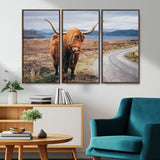 56121-MGV-CV-36X24-Rustic Highland Cow Wall Art – Panoramic Nature Canvas Print, Perfect Decor for Home, Office, Living Room or Man Cave