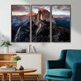 31332-MGV-FC-48X32-3P_Walnut-Mountain Landscape Wall Art – Majestic Sunset Rock Formation Canvas Print, Nature Scenic Decor for Living Room, Office, Cabin or