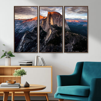 31332-MGV-FC-48X32-3P_Walnut-Mountain Landscape Wall Art – Majestic Sunset Rock Formation Canvas Print, Nature Scenic Decor for Living Room, Office, Cabin or