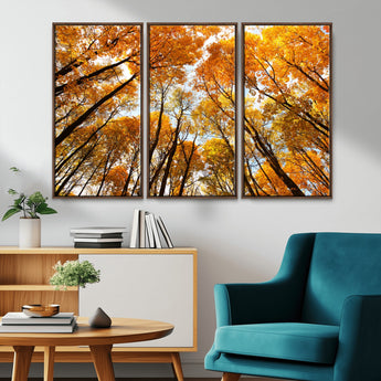 11823-MGV-CV-36X24-Golden Autumn Tree Canopy Wall Art – Stunning Fall Forest Leaves Print, Warm Seasonal Nature Decor for Home, Office or Cabin