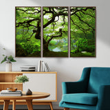 18094-MGV-CV-36X24-Emerald Canopy Wall Art – Panoramic Lush Green Tree Canvas Print, Serene Nature Decor for Office, Living Room or Meditation Space