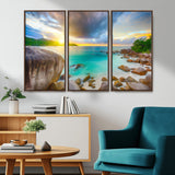 23769-MGV-CV-36X24-Tropical Beach Sunset Wall Art – Serene Ocean Canvas Print, Coastal Landscape Decor for Living Room, Bedroom or Office, Peaceful