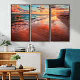 77723-MGV-CV-36X24-Sunset Beach Wall Art – Vibrant Ocean Waves and Golden Horizon Canvas Print, Coastal Seascape Photography Home Decor