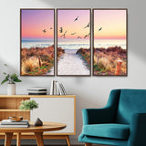 54411-MGV-CV-36X24-Coastal Path Sunrise Wall Art – Serene Ocean Canvas Print, Beach Landscape Decor for Living Room, Bedroom or Office, Peaceful