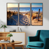 31889-MGV-CV-36X24-Sandy Beach Pathway Wall Art – Coastal Dune Fence and Ocean View Canvas Print, Relaxing Seaside Landscape Decor for Living Room or