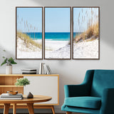 58498-MGV-CV-36X24-White Sandy Beach Wall Art – Panoramic Coastal Canvas Print, Ocean View Decor for Living Room, Bedroom, Office, Relaxing Seaside