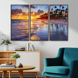 19917-MGV-CV-36X24-Tropical Sunset Beach Wall Art – Panoramic Palm Trees and Ocean Canvas Print, Vibrant Coastal Decor for Living Room, Office or Man